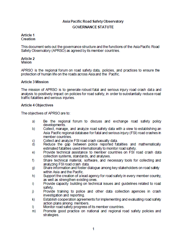 APRSO Governance Statute - November 2021